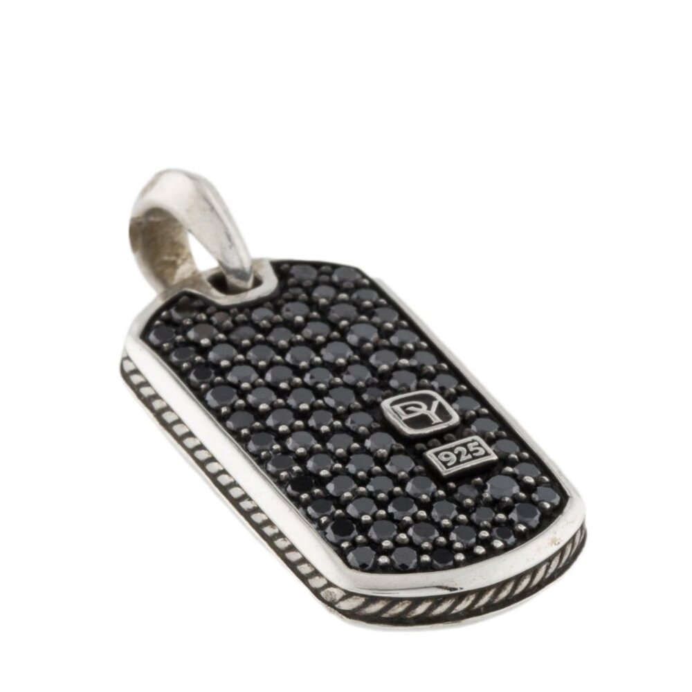 DAVID YURMAN DIAMOND 0.96CTW STERLING SILVER 925 PAVÉ TAG PENDANT - Picture 5 of 7